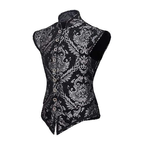 CosplayDiy Mens Tudor Vest Victorian Suit Vest Tudor Jerkin Gothic Steampunk Waistcoat2