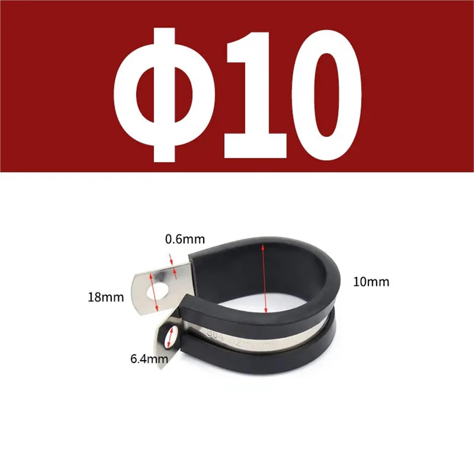 10 pz 6-60mm Gomma In Acciaio Inox 304 Morsetto Del Cavo Tubo di Metallo Imbottito Isolato a Forma R Filo Installazione del staffa fissa Morsetti Per tubi(M14)
