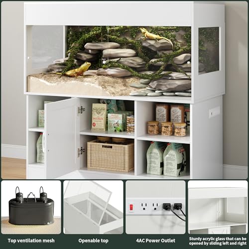 Image of Herture 120 Gallon Reptile Tank with Stand, 4x2x2 Terrarium Enclosure
