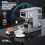 Espresso Machine, 20 Bar Professional Espresso Maker, Milk Frother Steam Wand for Latte, Compact Stainless Steel Machine with 57.5oz Removable Water Tank and LED Touchscreen Monitors - Image 3
