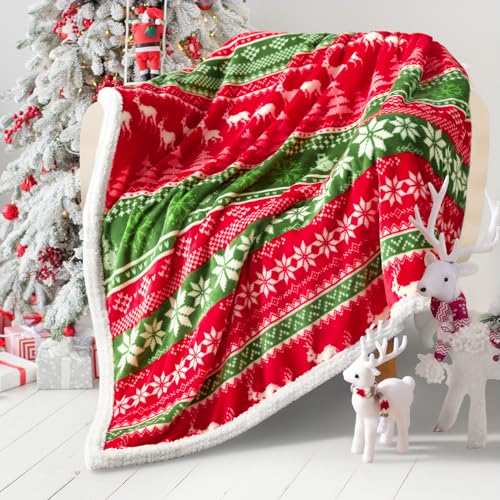 Touchat Red Sherpa Christmas Throw Blanket