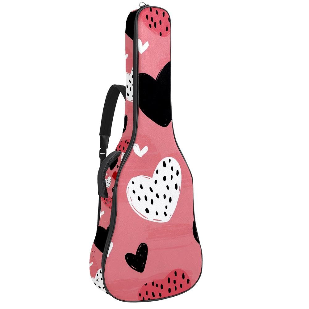 Gitarrentasche, volle Größe, 99 cm, 101,6 cm, 104,1 cm, für Akustikgitarre, Konzertgitarre, 10 mm dick, gepolstert, blaue Schleifen, wasserdicht, mit Tasche, verstellbarer Schultergurt