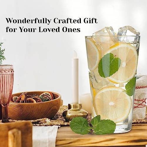 Image of Pint Glasses Set of 6 - 16 oz Drinking Glasses Made for Cold Beverages - 16 oz Mixing Glass & Highball Set of 6 for Homes, Pubs & More - Freezer & Dishwasher-Friendly Cocktail Glasses, PARNOO