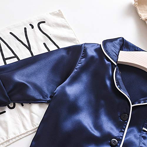 Baby Girls Boys S𝗶𝗹k Pa𝗷amas Set Long Button T Shirt Top Pants P𝗝s Slee𝗽wear Kids Toddler Stain N𝐢ghtwear Pocket4