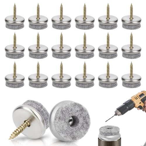 100 Stück Filzgleiter Schrauben 22 mm Rund Stuhlgleiter Filzgleiter Nagel 5 5 mm Dicke Stuhlbeinschoner Möbelpads für Möbel Stühle Laminat Parkett Fliesen(Grau)
