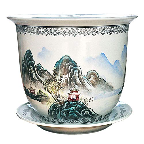 LLSS Macetas de cerámica, macetas de orquídeas pintadas a Mano de Estilo Chino, macetas de Paisaje en Colores Pastel, Regalos de decoración del hogar