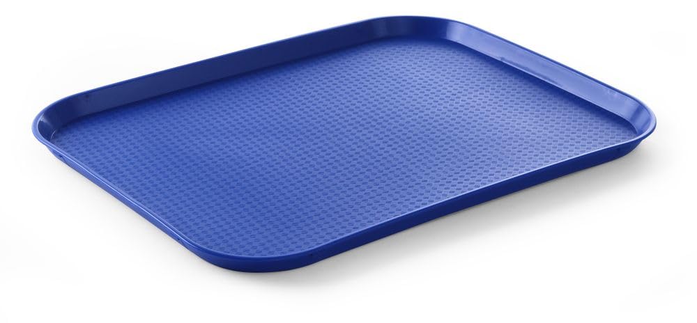 HENDI Serviertablett, Tablett, temperaturbeständig bis 80 °C, Fastfood, Groß, 350x450x(H) 20mm, Polypropylen, blau (Packung mit 10)