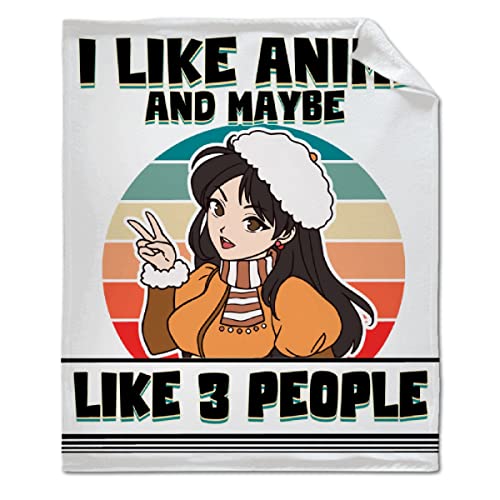ARTBLANKET I Like Anime and Maybe Like 3 People Throw Blanket Fannel Fleece Super Soft Funny Blanket Travel Throw Blanket for Bed Couch Sofa 60x50 in for Teen Car