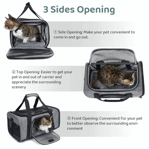 Wakytu Transportbox für Katze Hund, Transporttasche für Haustiere, Faltbare Hundetransportbox Katzentransportbox, Hundetragetasche, Hundebox Auto, Atmungsaktive Hundetasche, Grau