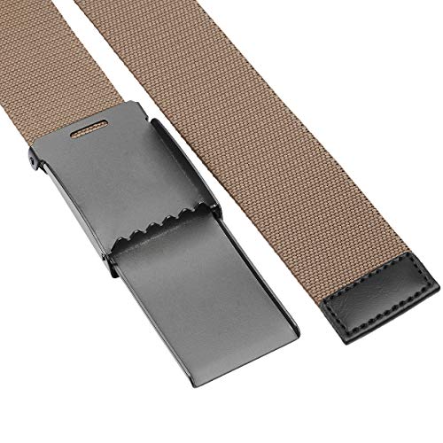 Sportmusies Elastic Belts for Men, Military Style Stretch Webbing Tactical Duty Belt (Khaki,Flip Top Buckle)2