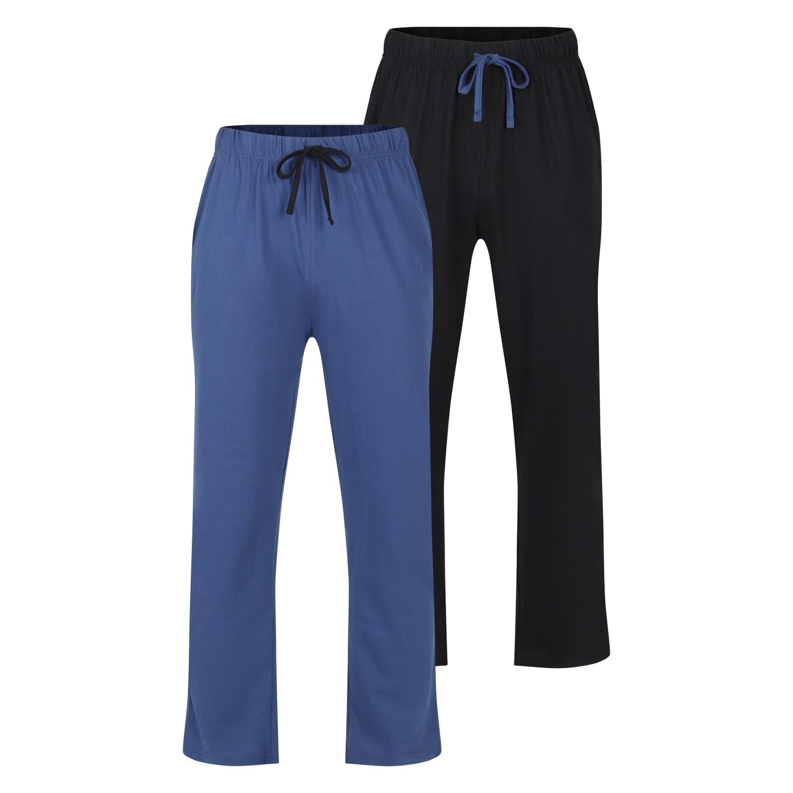 North East Men's 2Pk Bottoms- Black/Delta 2 Pack Pyjama Bottoms With Pockets Sleep Night Pj Lounge Pants L To Xxl New (L - Blk/Del)