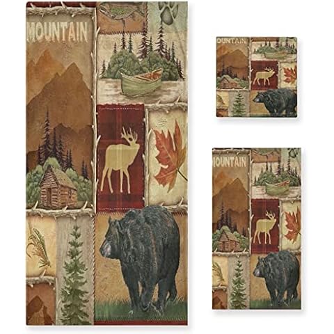 AIYOOLER Rustic Bear 3 Piece Towel Set Cover