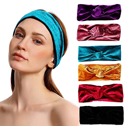Bohend Fashion Headband Wide Pure Knotted Daily Use Travel Outdoor Hair Band Elastic Yoga Sport Hair Accessories for Women and Girls(6pcs)