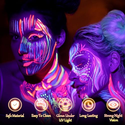 LOPHE Neon Liquid Eye Liner, 8 Colors Waterproof Smudgeproof Long Lasting Matte Eyeliner Set, Colorful Fluorescent Rainbow Eyeliner, Glow In UV Liner Pen, Eye Face Paint Makeup for Daily Halloween - Image 7