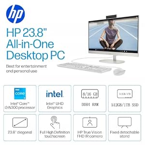 HP 23.8" Touchscreen All-in-One Desktop Computer, 16GB RAM, 1TB SSD | 23.8" FHD Anti-Glare, Intel Core i3, Wi-Fi 6, Bluetooth 5.3, Windows 11 Pro, Built for Home & Business — photo 2 of 6