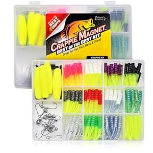 Leland’s Lures Crappie Magnet Best of the Best Kit, Fishing Equipment and Accessories, Fishing Lures, 96 Bodies, 15 Double Cross Jig Heads, 4 E-Z Floats