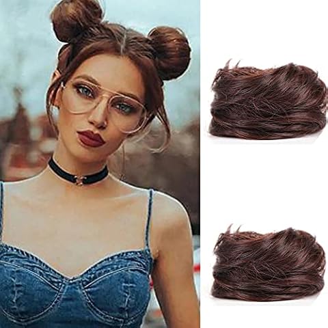 2PCS Mini Claw Fake Space Bun Hair Donut Chignon Claw Clip in Messy Hair Bun Mini Claw Clip in Updo Bun Extensions Wig Accessory Ponytail Hairpieces for Women and Girls (2/33) Cover