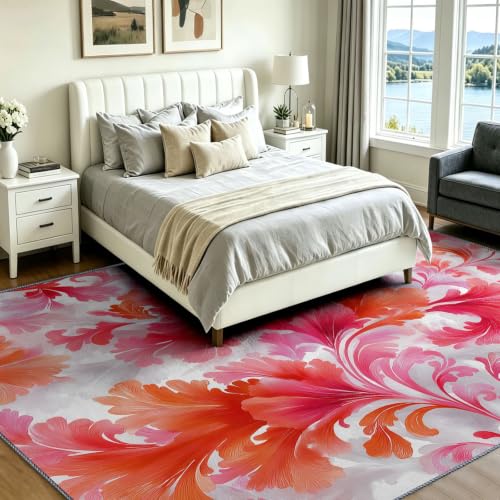 Alfombra lavable y antideslizante de 60x90 cm con diseño floral de hojas para puerta 4