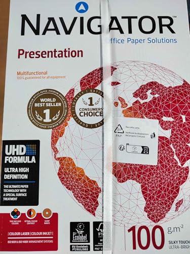 NAVIGATOR Presentation - Papel multifunción, 5 paquetes de 2500 hojas (A4, 100 g/m2), color blanco