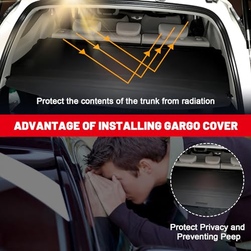 cciyu 2014-2019 for Toyota Highlander 2.7L Retractable Rear Storage Cargo Cover Luggage Security Shield Shade