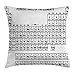 Funda de cojín para cojín de Tabla periódica, Elementos de química científica Simple monocromática para Estudiantes, Imagen de Clase, Funda de Almohada Decorativa Cuadrada, 50 x 50 cm, Blanco y Negro