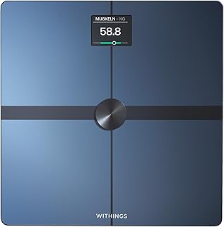WITHINGS Body Smart - WLAN Digitale Personenwaage/Körperfettwaage für erweiterte Körperzusammensetzung inkl. Muskelmasse, Wasseranteil, Knochendichte, Schwarz