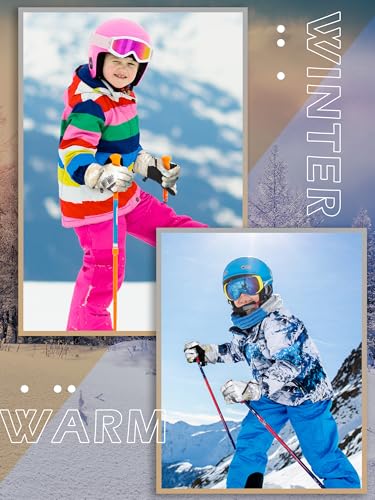 Image of Honoson 2 Pairs Kids Snow Gloves, Winter Waterproof | for Outdoor Snowboard Sledding, Warm Fleece Lining, Windproof, Adjustable Wrist Strap, Youth Cold Weather Ski Glove