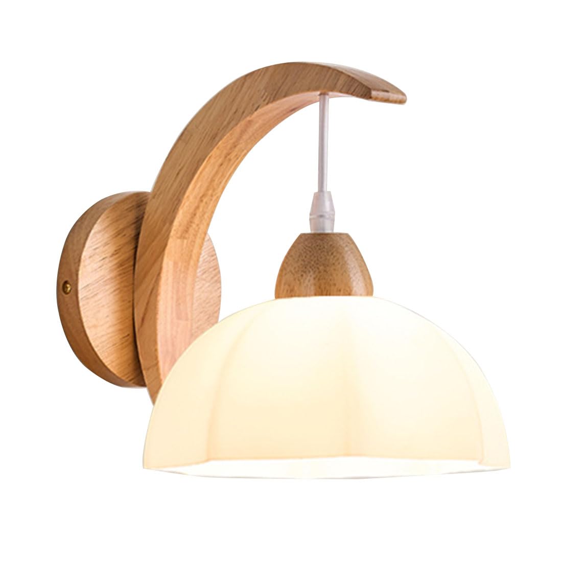 Applique Industriale da Parete con Paralume in Vetro e Base in Legno, Lampada Moderna per Camera da Letto, Soggiorno, Scale, corridoi, Sala da Pranzo e Loft (Anice Stellato)