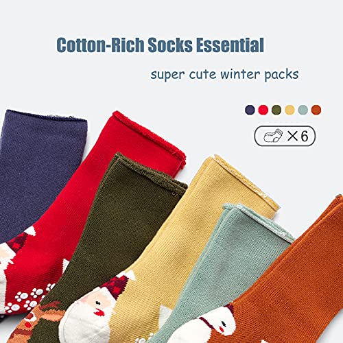 Baby Boys Winter Warm Socks Baby Non Slip Socks with Grips for Baby Girls Full Terry Christmas Socks 6 Pack2