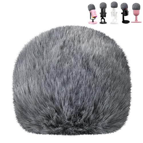 Pop Filter for Microphone, Blue Yeti Microphone Foam Cover with Furry Windscreen Muff Windshield for Yeti, Yeti X, Nano, Yeti Pro, Fifine AM8, Solocast, Razer Seiren, V3 Mini and More USB Mics, Gray