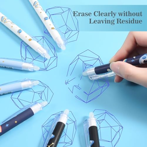Image of 12Pcs Retractable Erasable Gel Pens, 0.5 mm Fine Point Smooth Writing Eraser Pen, Quick Drying Blue Ink for Office School Note Taking Birthday Return Gifts for Kids