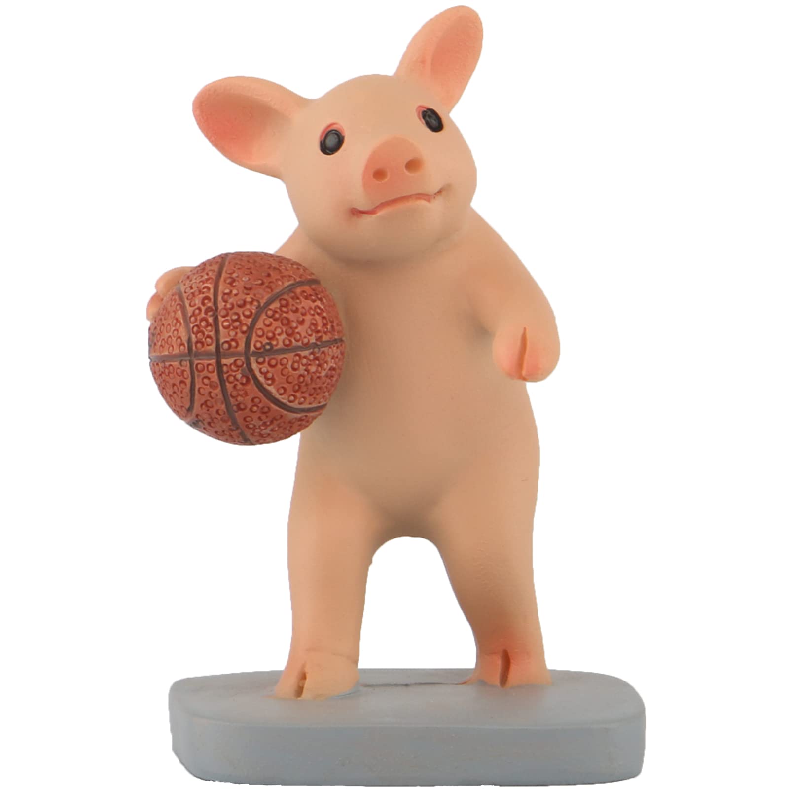 KEEPKAP Mini Pig Figurine, Resin Home Decor, Lucky Animal Garden Statue for Micro Landscape (Pig Playing Basketball)