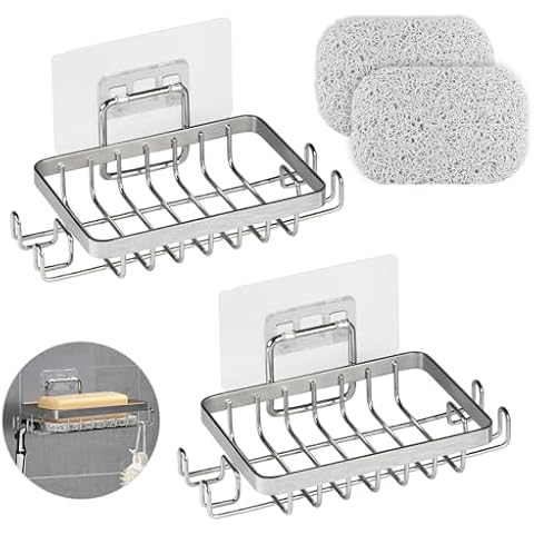YoHyien Stainless Steel Wall Mounted Soap Dish Set Cover