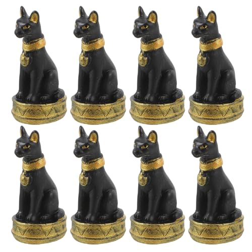 GANAZONO 8個 ミニチュア エジプト人 猫 彫像 小さな 樹脂 猫 置物 かわいい 猫 装飾 小さな 動物 置物 ミニチュア 猫 造園 装飾用