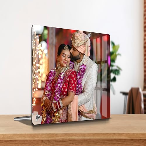Image of 7 inchx7 inch Frameless Table Photo Frame With Stand | Customised Photo Frame With Photo | Acrylic Photos Frame Personalized Gift | Birthday & Anniversary Gift for Girlfriend, Boyfriend, Wife, Husband.