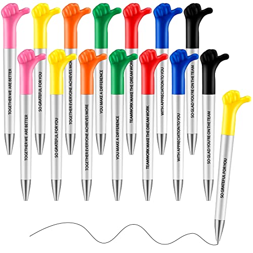 Geyee 28 Pieces Thumbs up Pen Bulk Teacher Appreciation Ballpoint Greet Motivational You're awesome Quote Pens for Thank You Employee Student Office Team Staff Coworker Volunteer