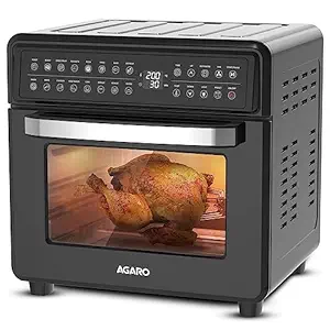 AGARO Regal Plus Air Fryer, 23L Capacity, 1800 Watts, 16 Preset Programs, Digital Display and Touch Control, Rotisserie & Convection, Stainless Steel Body, Air Fry, Roast, Toast, Grill, Black