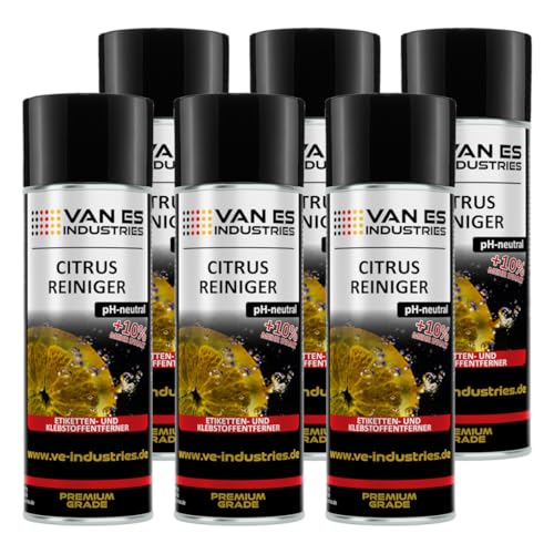 6 x Citrus Reiniger Spray 440ml | Etiketten- und Klebstoffentferner | pH-neutral | nicht korrosiv