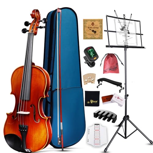 Aileen 4/4 Geige Erwachsene Anfänger, Violine Set für Kinder ab 12+ Jahre, Massive Europäische Fichte Violine mit Notenständer