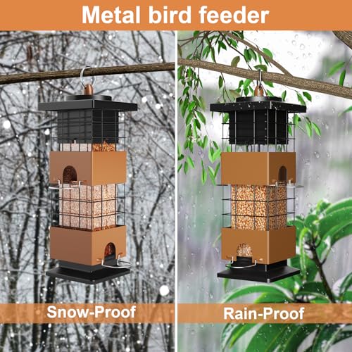 Auslar Bird Feeder, Metal Squirrel Proof Bird Feeders For Outdoors Hanging thumb #4