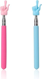 2pcs Teachers Pointer Sticks, Telescopic Teaching Pointer Hand Pointer Finger Pointer for Classroom Presentation Whiteboard Extendable Pointing Stick for Teachers Speakers (Pink, Blue)