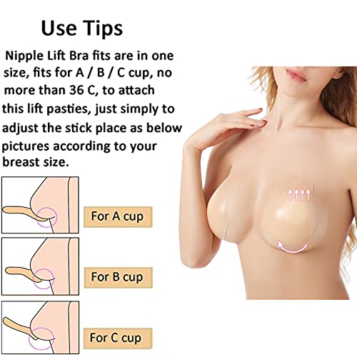 Silicone Lift Bra Invisible Adhesive Stick on Reusable Breast White, 10