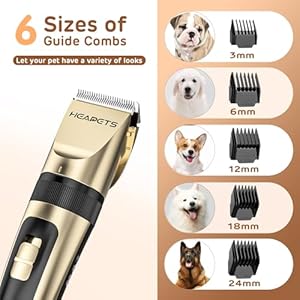 Dog Grooming Clippers, Low Noise, Electric Quiet, Adjustable Clipper Comb, Rechargeable Cordless Dog Hair Clippers for Dogs Cats Pets, Gold Dog Grooming Clippers Low Noise Electric Quiet Adjustable Clipper Comb Rechargeable Cordless Dog Hair Clippers for Dogs Cats Pets Gold