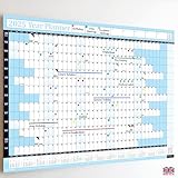 2025 Year Yearly Annual Office Home Wall Planner Calendar Chart Poster/Includes UK & Ireland Bank Holidays/Unmounted Unlaminated Sky Blue, Extra Large 68cm x 100cm Rolled - Image 4