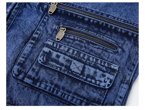 Men's Multiple Pockets Denim Vest V-Neck Zipper Sleeveless Jackets4
