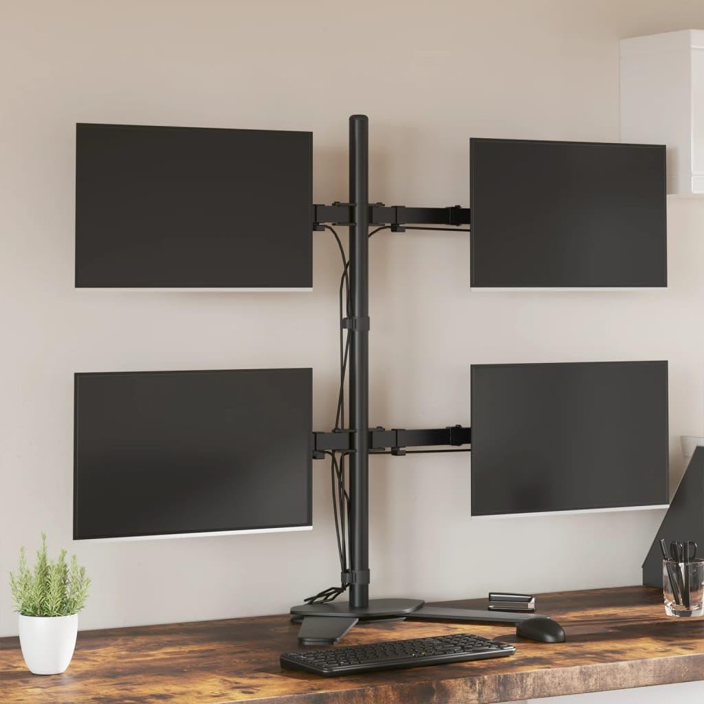 Supporto per monitor da scrivania, in acciaio nero, VESA 75/100 mm, supporto per monitor da tavolo per ufficio e lavoro domestico LH2A