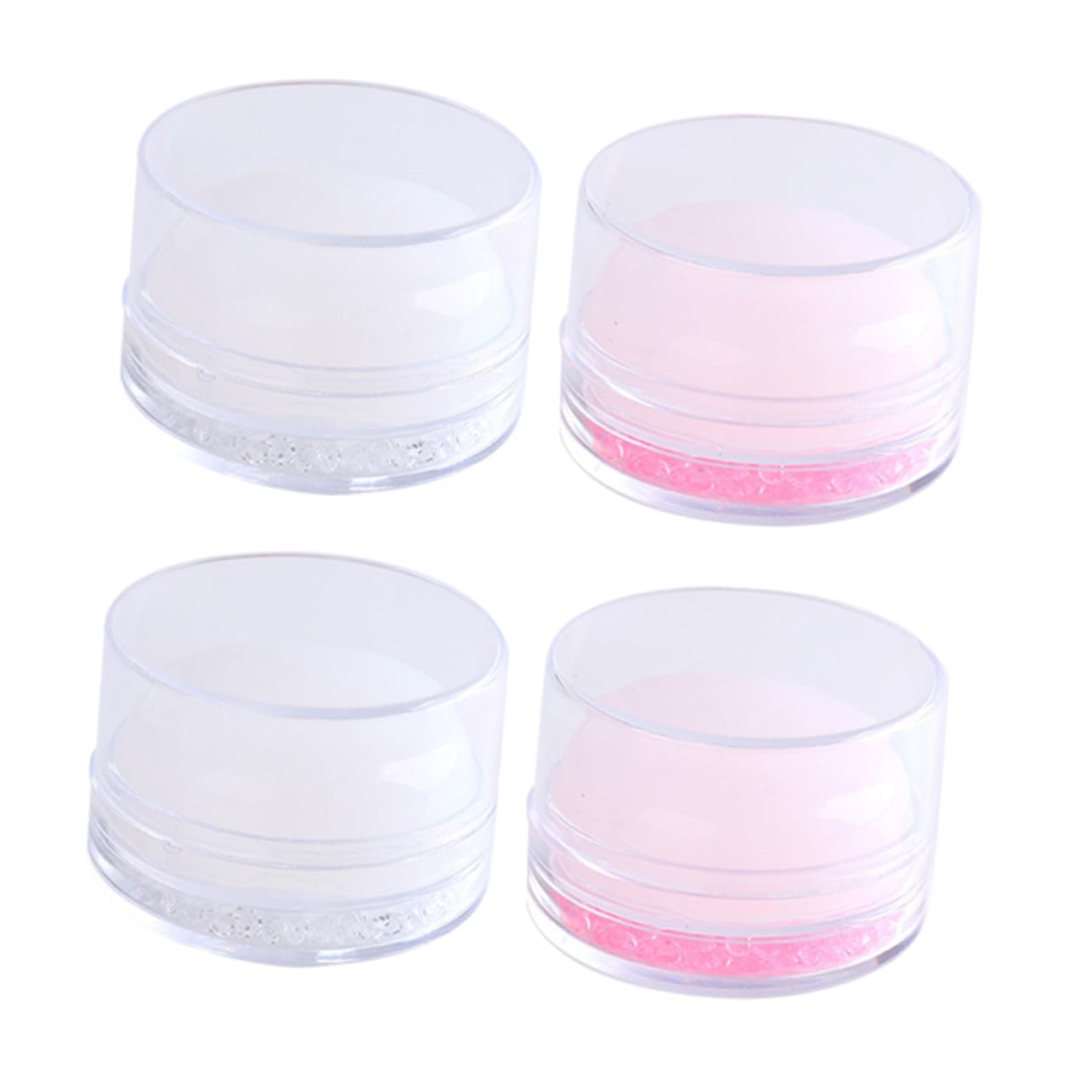 Mikinona 4Pcs Silicone Nail Manicure Stampers Simple Nail Art Printing Tools for Home and Salon DIY Decor Accessories in Pink and White