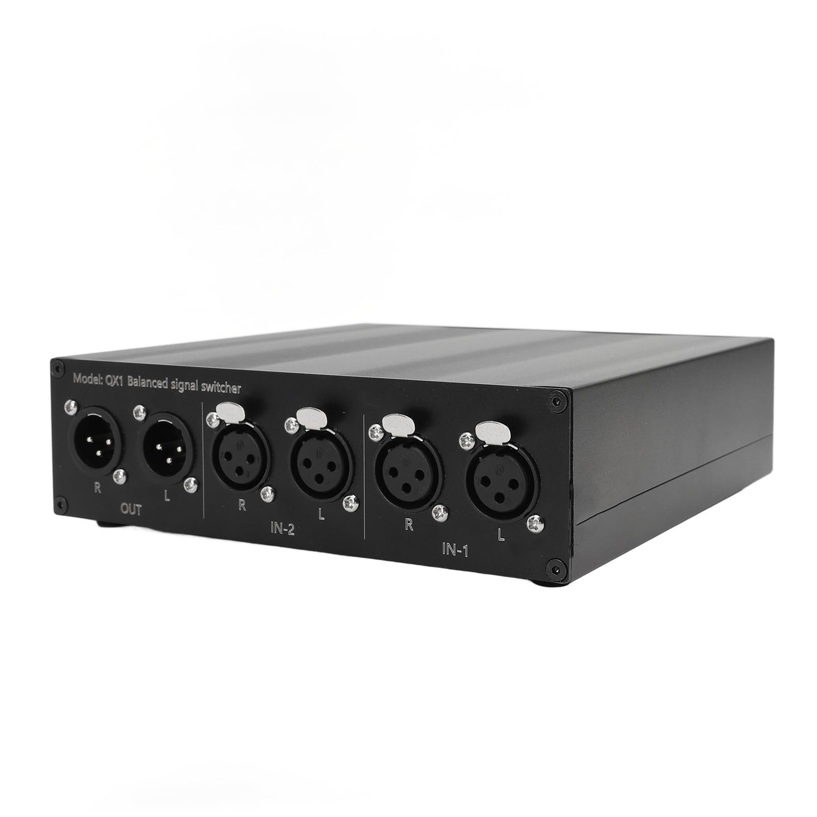 Interruptor de Sonido 2 en 1 de Salida Conmutador Selector de Equilibrio XLR con Cable Blindado Plateado, Terminales Chapados en Oro, para Amplificador de Potencia de Radio Estéreo