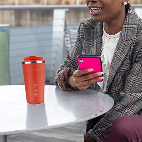 SUNTQ Taza de café Reutilizable Taza de Viaje de Acero Inoxidable con Tapa a Prueba de Fugas Aislamiento al vacío de… - Imagen 8