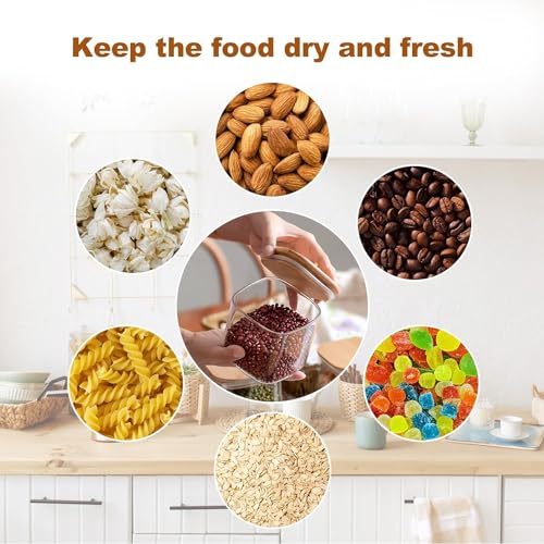 Image of MARTVIA Glass Food Storage Jars with Bamboo Lids 750ml Set of 4, Wide Mouth Lid Jar for Home Kitchen,Flour, Sugar, Coffee, Pasta, Oats, Grains, Cookies, Snacks (Sqaure 750 ML, SET OF 4)